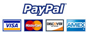 Payment Options - Visa, Mastercard, Discover, Amex, Paypal